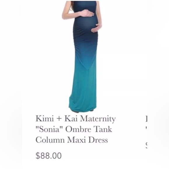 KIMI + KAI MATERNITY SONIA OMBRÉ TEAL MAXI DRESS XS NWOT - Picture 5 of 7